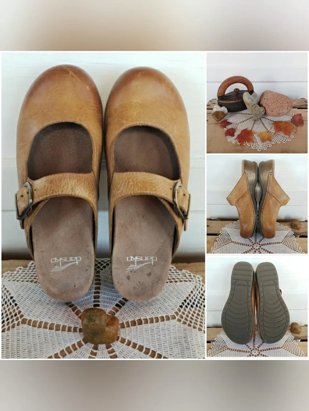 Dansko Honey Clogs Martina MaryJane Burnished Strap Buckle Slides Boho Prairie ♡ - Picture 7 of 12
